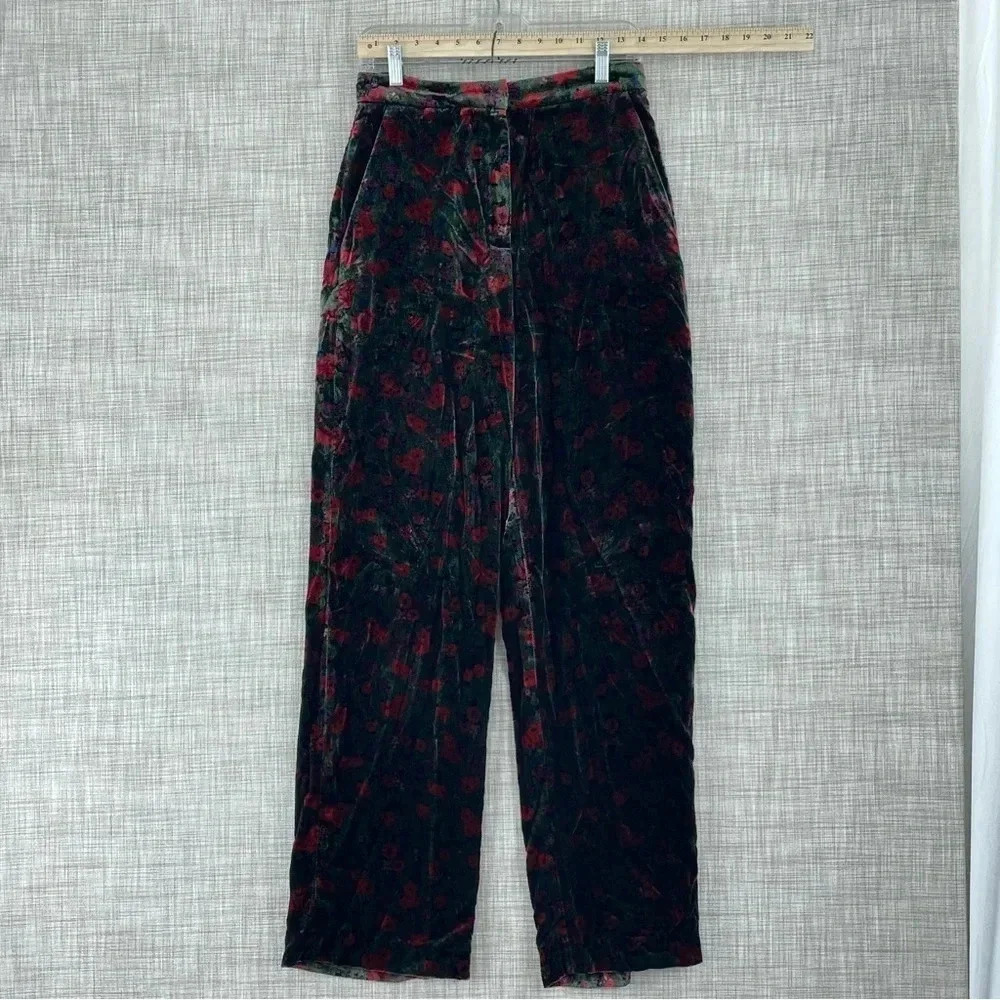 Zara Black and Red Velvet Pants